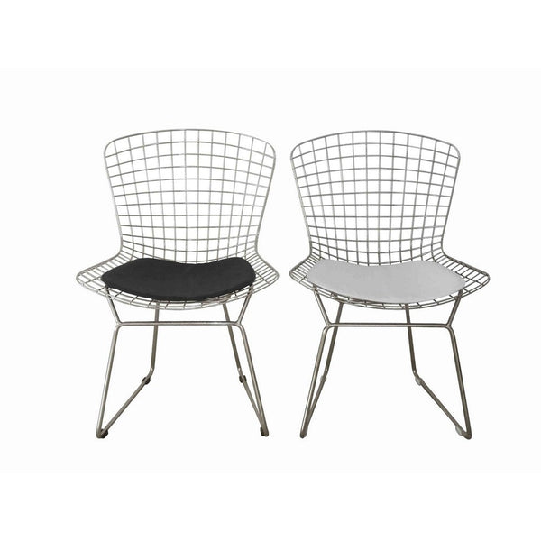 Hely 23 Inch Dining Chair Set of 2, Wire Mesh, Cushioned, Sled Base, Black - BM317088