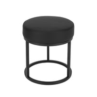 18 Inch Accent Stool Ottoman, Round Seat, Open Metal Frame, Black Finish - BM317090