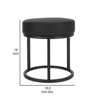 18 Inch Accent Stool Ottoman, Round Seat, Open Metal Frame, Black Finish - BM317090