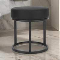 18 Inch Accent Stool Ottoman, Round Seat, Open Metal Frame, Black Finish - BM317090