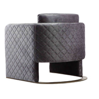 Usso 29 Inch Lounge Chair, Gray Velvet, Diamond Quilted Design, Metal Frame - BM317102