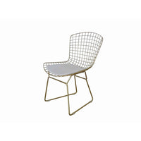 Hely 23 Inch Dining Chair Set of 2, 4 Cushions, Metal Cage Frame, Gold - BM317116