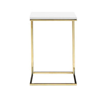 Zen 23 Inch Side End Tray Table, White Tray Top, Steel Base in Gold Finish - BM317117