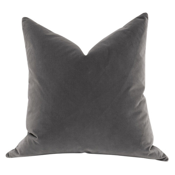 Kodi 26 Inch Set of 2 Accent Throw Pillows, Down Fill, Dark Gray Velvet By Casagear Home