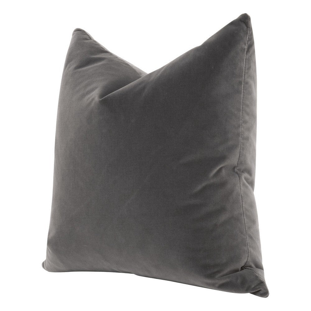 Kodi 26 Inch Set of 2 Accent Throw Pillows, Down Fill, Dark Gray Velvet By Casagear Home