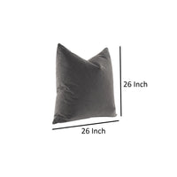 Kodi 26 Inch Set of 2 Accent Throw Pillows, Down Fill, Dark Gray Velvet By Casagear Home