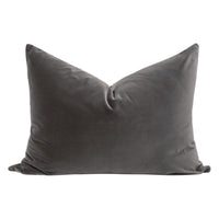 Kodi 34 Inch Set of 2 Accent Dutch Pillows, Down Fill, Dark Gray Velvet By Casagear Home