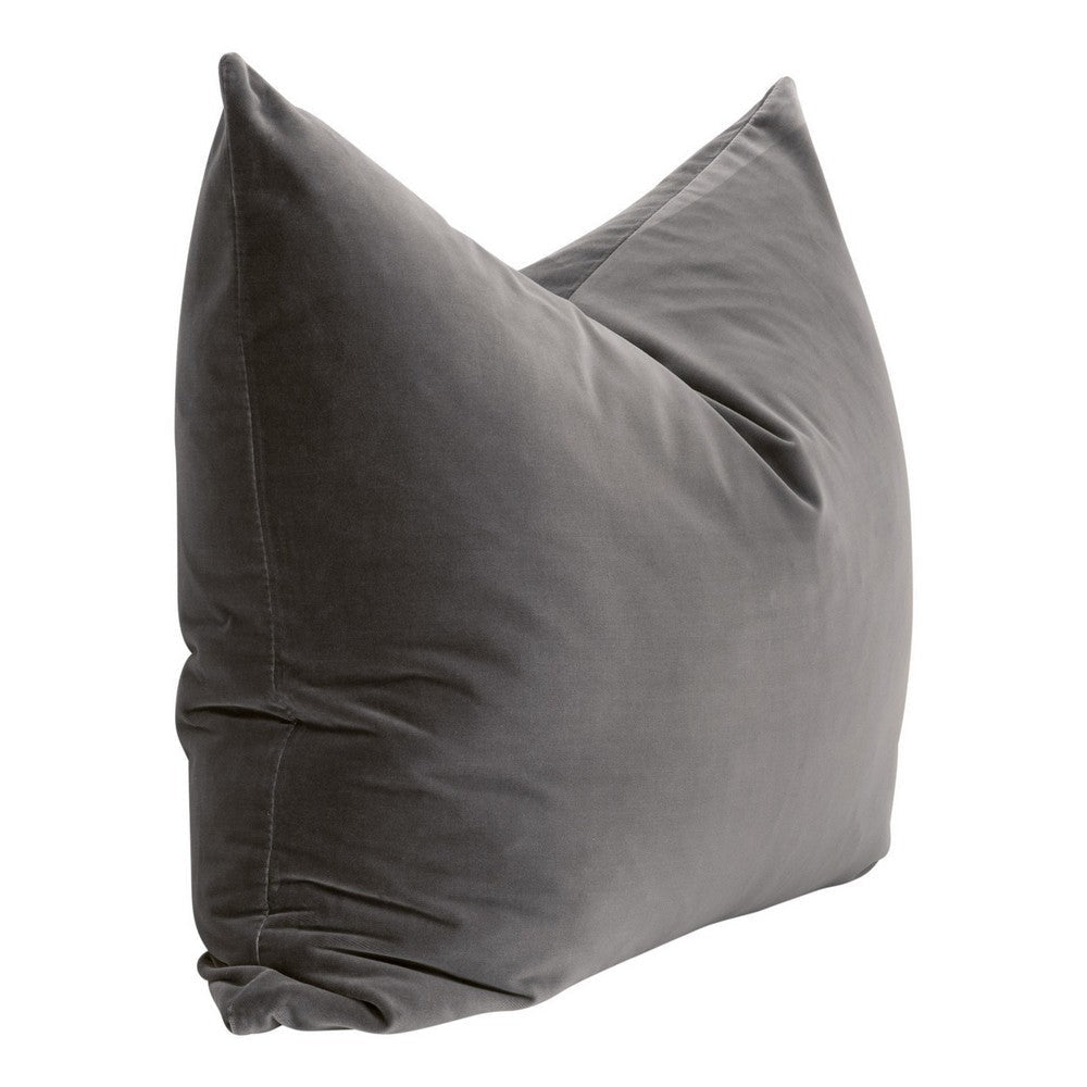 Kodi 34 Inch Set of 2 Accent Dutch Pillows, Down Fill, Dark Gray Velvet By Casagear Home