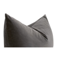 Kodi 34 Inch Set of 2 Accent Dutch Pillows, Down Fill, Dark Gray Velvet By Casagear Home