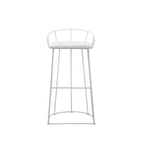 Cato 31 Inch Barstool, White Faux Leather Set, Low Back, Footrest, Metal - BM317182