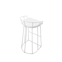 Cato 31 Inch Barstool, White Faux Leather Set, Low Back, Footrest, Metal - BM317182