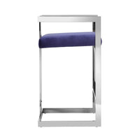 Suki 26 Inch Counter Stool Chair, Navy Velvet, Silver Stainless Steel Frame - BM317190