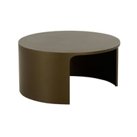 Cid Cody Coffee Table, 32 Inch Round Top, Open Base, Olive Brown Finish - BM317261