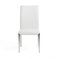 18 Inch Dining Side Chair Set of 2, Plush White Faux Leather Seat, Metal - BM317286