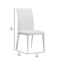 18 Inch Dining Side Chair Set of 2, Plush White Faux Leather Seat, Metal - BM317286