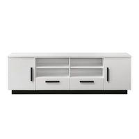 Sda 71 Inch TV Media Console, Door Cabinets, Drawers, Black Handles, White - BM317342