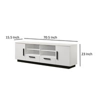 Sda 71 Inch TV Media Console, Door Cabinets, Drawers, Black Handles, White - BM317342