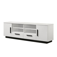 Sda 71 Inch TV Media Console, Door Cabinets, Drawers, Black Handles, White - BM317342