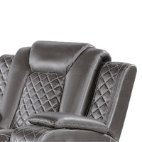 Aile 37 Inch Modern Power Recliner Chair, Gray Faux Leather Upholstery
 - BM317400