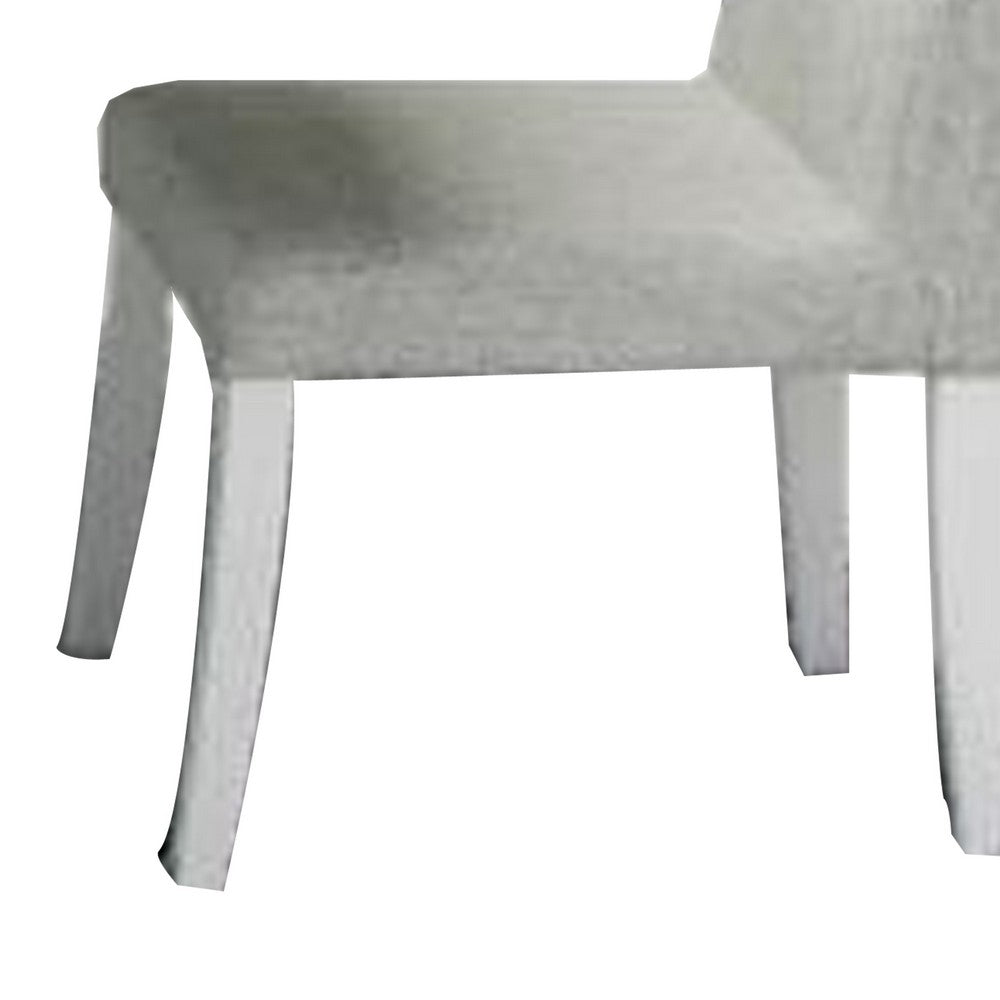 Cid Avi 16 Inch Dining Chair, Set of 2, White Fabric, Soft Cushions, Wood - BM317412