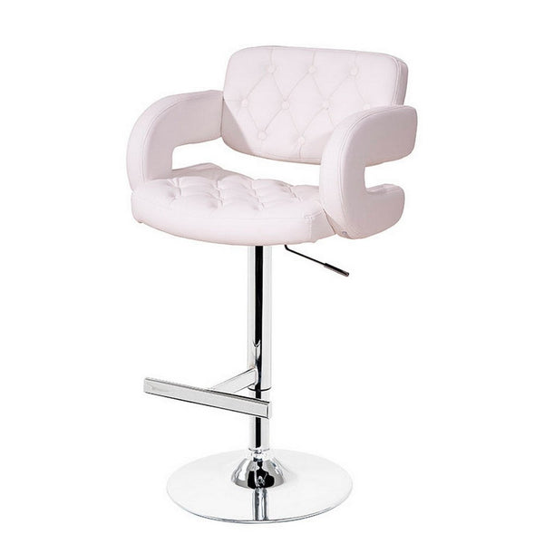 Rina 26-34 Inch Bar Counter Chair, Adjustable, Swivel White Eco Leather - BM317413