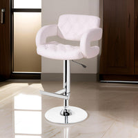 Rina 26-34 Inch Bar Counter Chair, Adjustable, Swivel White Eco Leather - BM317413