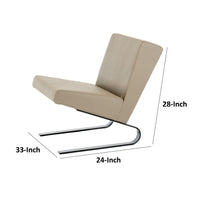 Cid Kian 33 Inch Lounge Chair, Set of 2, Taupe Faux Leather, Metal Legs - BM317420