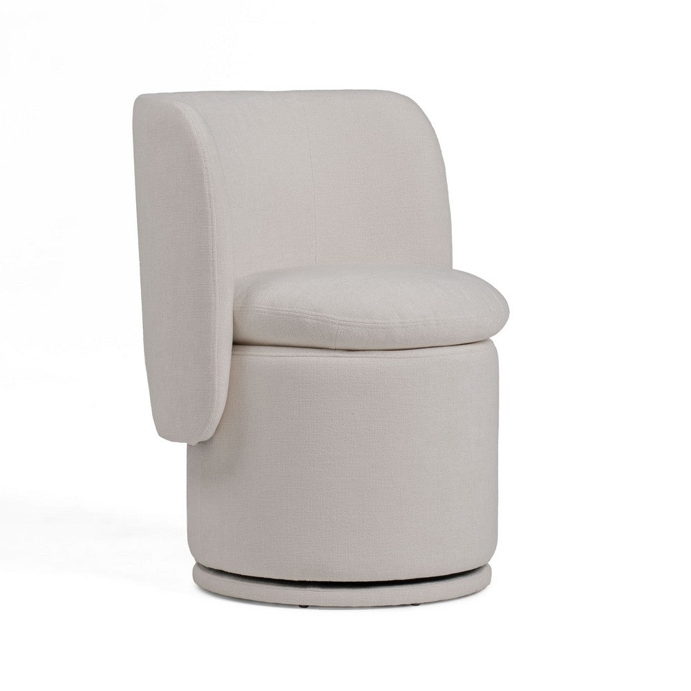 Reno Nori 26 Inch, Swivel Dining Chair, Off White Fabric, Wingback, Wood - BM317430