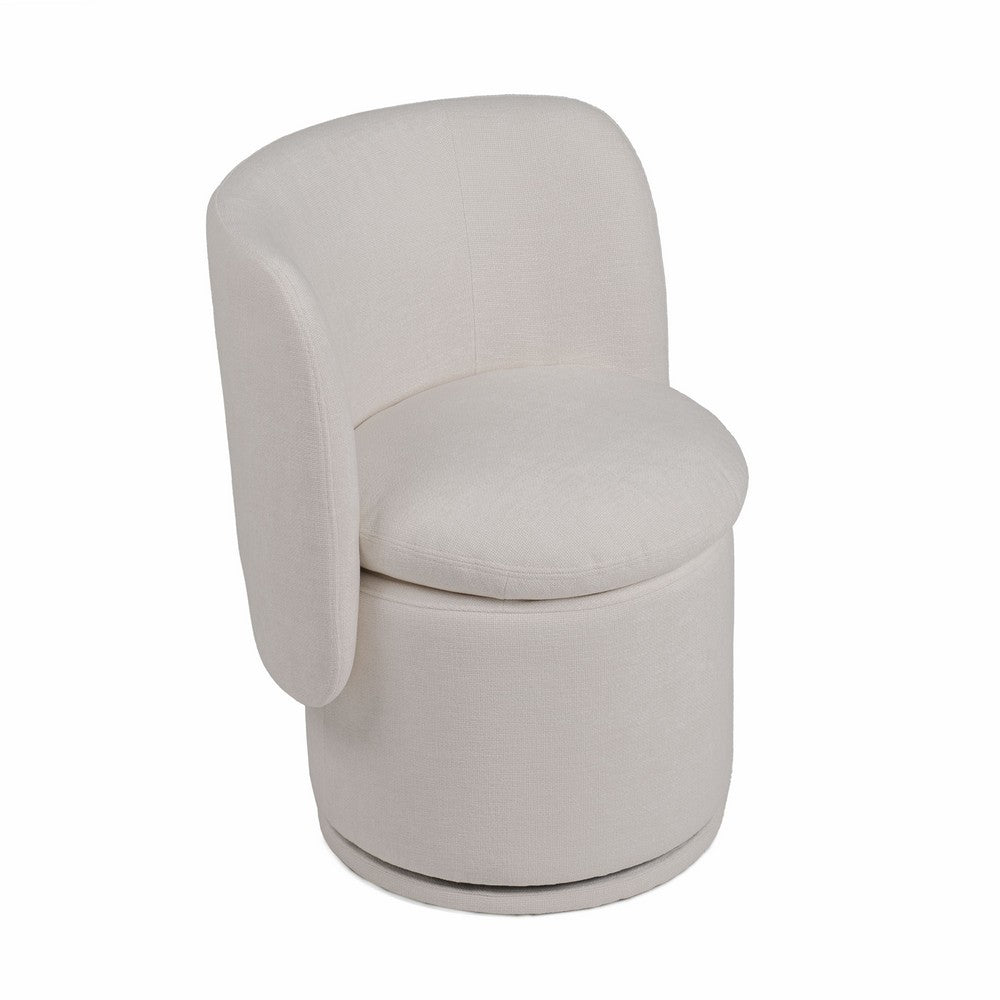 Reno Nori 26 Inch, Swivel Dining Chair, Off White Fabric, Wingback, Wood - BM317430