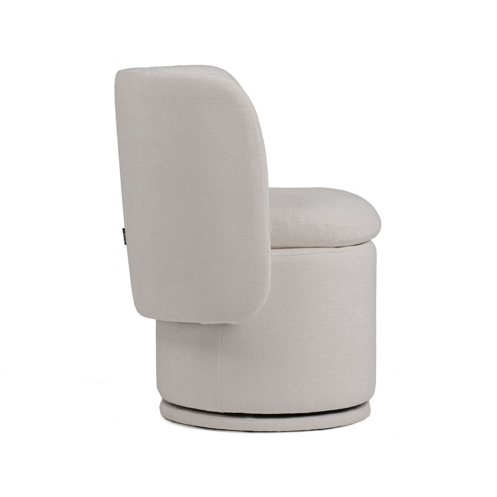 Reno Nori 26 Inch, Swivel Dining Chair, Off White Fabric, Wingback, Wood - BM317430