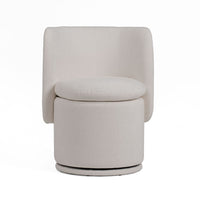 Reno Nori 26 Inch, Swivel Dining Chair, Off White Fabric, Wingback, Wood - BM317430