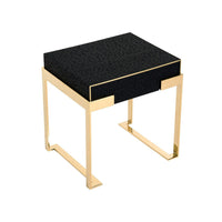 Cid Ruth 25 Inch Nightstand, Square Wenge Top, Polished Gold Steel Legs - BM317434