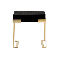 Cid Ruth 25 Inch Nightstand, Square Wenge Top, Polished Gold Steel Legs - BM317434