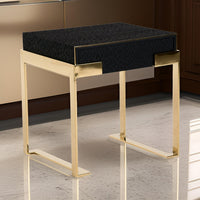 Cid Ruth 25 Inch Nightstand, Square Wenge Top, Polished Gold Steel Legs - BM317434