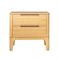 Cid Jima 26 Inch Nightstand, 2 Drawers, Solid Wood in Natural Oak Finish - BM317436