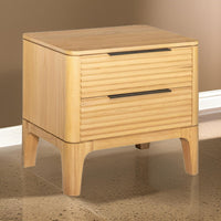 Cid Jima 26 Inch Nightstand, 2 Drawers, Solid Wood in Natural Oak Finish - BM317436