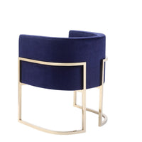 Naaz 24 Inch Kids Chair, Round, Blue Cushioned Velvet, Cantilever Gold Base - BM317448