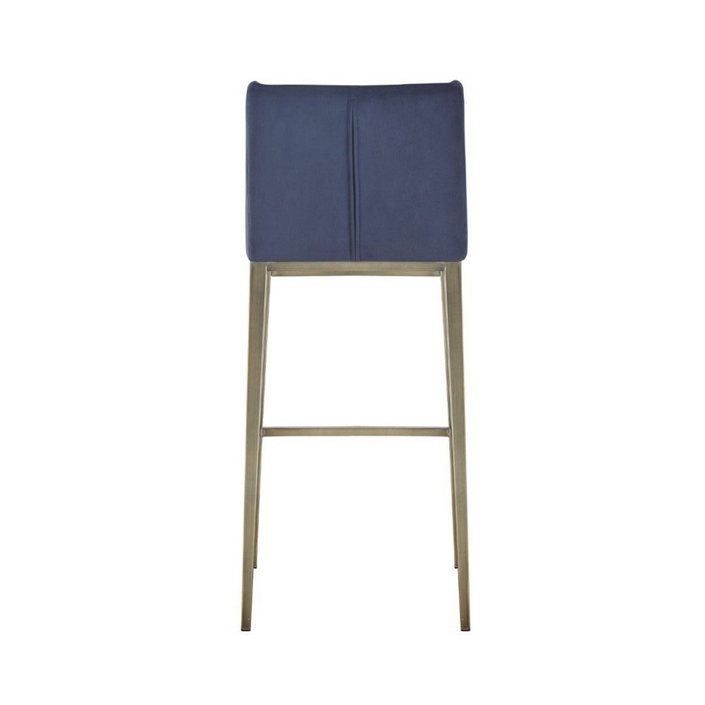 Cid Kinn 27 Inch Counter Stool Set of 2, Wingback Seat, Navy Blue Velvet - BM317457