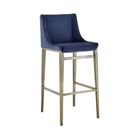 Cid Kinn 27 Inch Counter Stool Set of 2, Wingback Seat, Navy Blue Velvet - BM317457