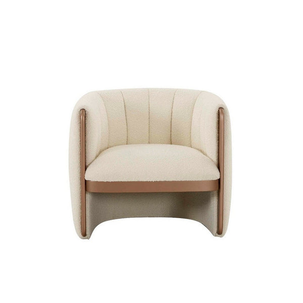 Kojin 33 Inch Accent Chair Set of 2, Cushioned Curved Frame, Beige, Copper - BM317458