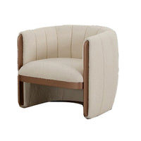 Kojin 33 Inch Accent Chair Set of 2, Cushioned Curved Frame, Beige, Copper - BM317458