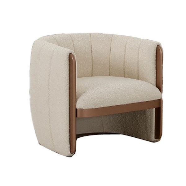 Kojin 33 Inch Accent Chair Set of 2, Cushioned Curved Frame, Beige, Copper - BM317458