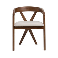 Cid Xeu 23 Inch Dining Chair, Round Cross Back, White Cushioned Seat, Brown - BM317469