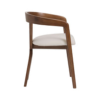 Cid Xeu 23 Inch Dining Chair, Round Cross Back, White Cushioned Seat, Brown - BM317469