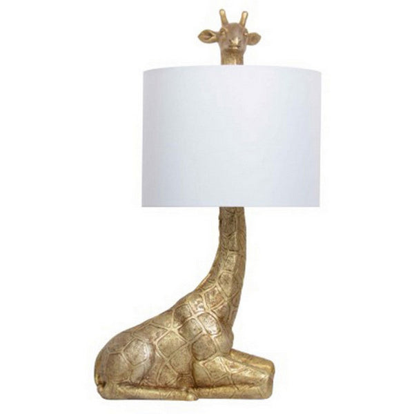 25 Inch Table Lamp, Jungle African Giraffe Statuette Gold Metal Base - BM317471