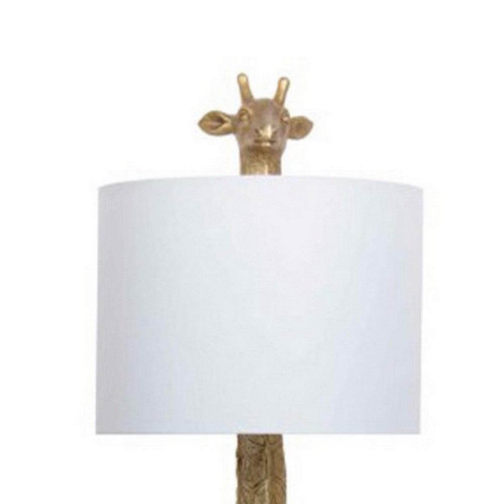 25 Inch Table Lamp, Jungle African Giraffe Statuette Gold Metal Base - BM317471