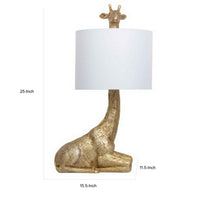 25 Inch Table Lamp, Jungle African Giraffe Statuette Gold Metal Base - BM317471