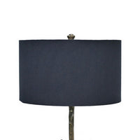 31 Inch Modern Table Lamp, Black Drum Shade, Unique Gilt Base Bronze Metal - BM317472