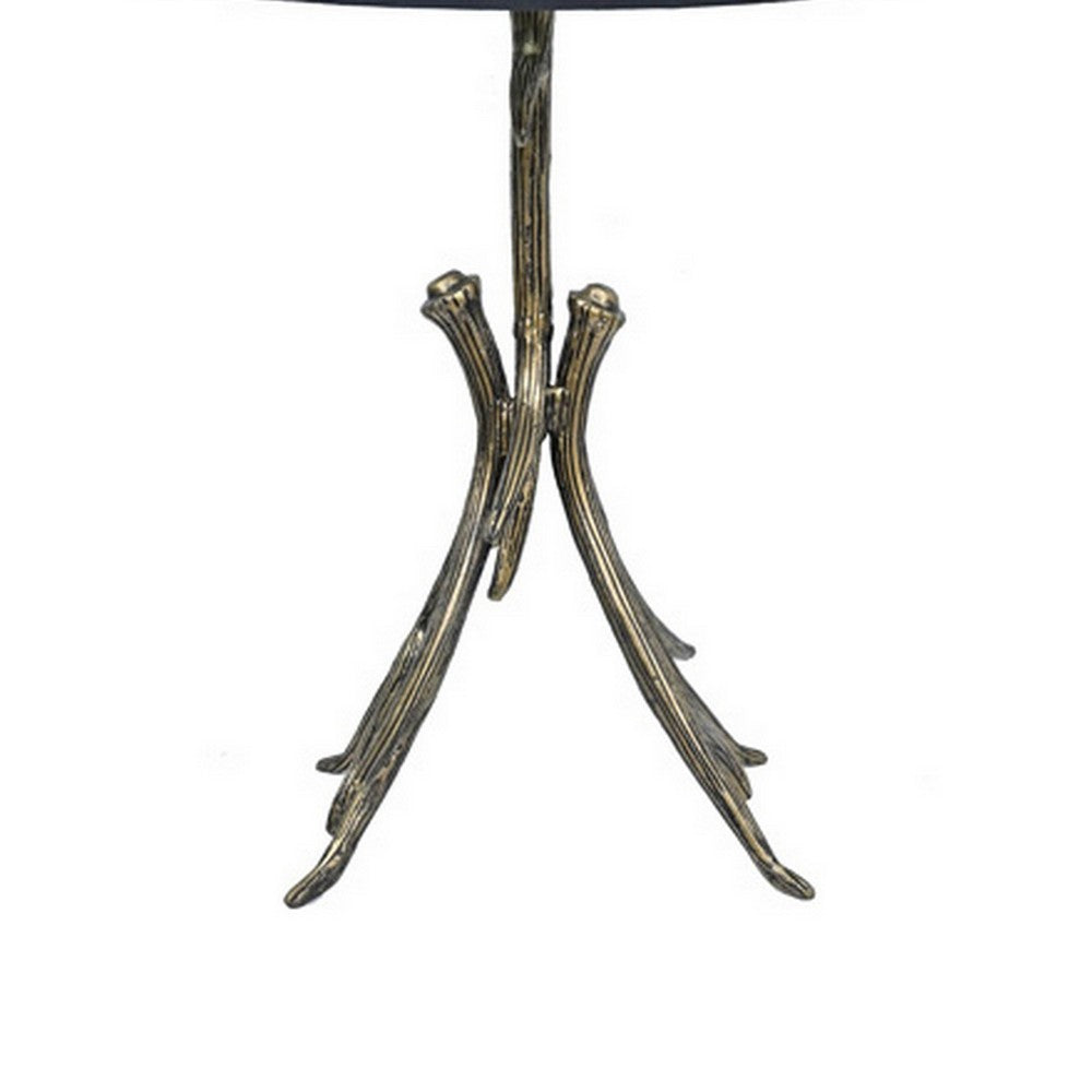 31 Inch Modern Table Lamp, Black Drum Shade, Unique Gilt Base Bronze Metal - BM317472