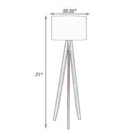 Megan 71 Inch Floor Lamp, White Drum Shade and Brown Wood Tripod Base - BM317473